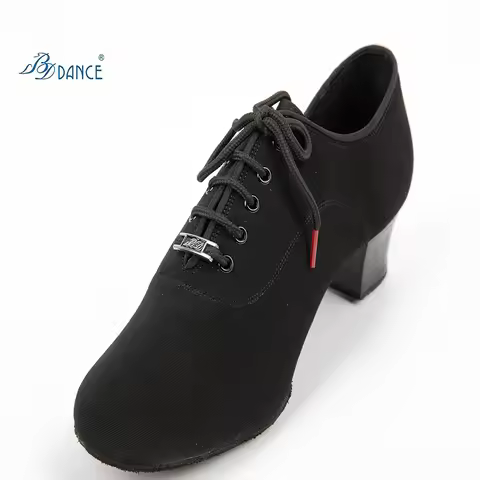 Genuine BD Men Latin Dance Shoes Adult Two Point Soles Teacher Shoes Soft Base Male 417 Oxford Heel 