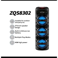 ZQS 8302 SPEAKER KARAOKE/ BLUETOOTH USB /AUX Portable LED Rechargeable Bluetooth Bass Speaker Sound 