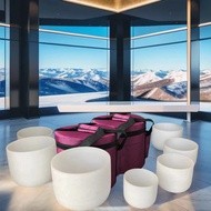 Customized Free Accessories 528hz 6 12 Inch Classical White Crystal Singing Bowl Set Case Chakra Bal