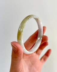 天然翡翠 緬甸 A玉 玉鐲 • 紫羅蘭飄黃翡翠福鐲