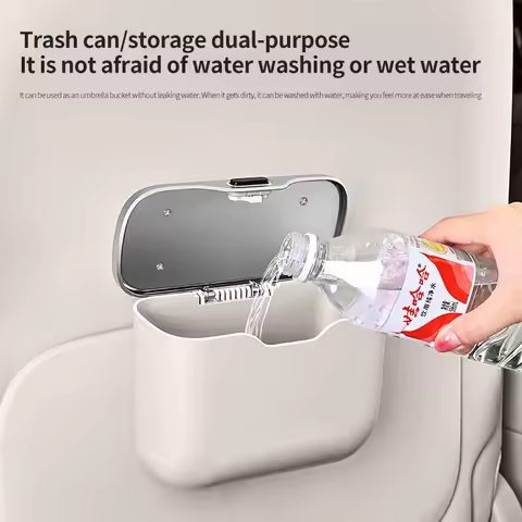 Car Mounted Covered Storage Garbage Bin, Sealed Anti Odor Garbage Box, In Car Miscellaneous Storage 