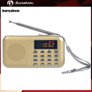 BUR_ L218AM Digital Radio 2 Inch Rechargeable Emergency Flashlight AM FM Portable Radio Speaker MP3 Music Player for Elderly