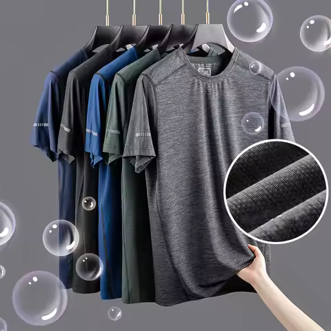 Large Size L-7xl 8xl 9xl Summer Breathable Mesh Men's Quick-dry Basic T-shirts Sportswear Nylon T Sh