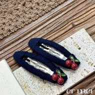 Kẹp Tóc Vải Màu Xanh Tím Hàn Quốc Ngọt Ngào Kẹp Tóc Mái Lệch Màu Đỏ Táo Kẹp Tóc Đơn Giản Phong Cách 