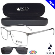 แว่นตา คลิปออน Fashion Polarized รุ่น POLO 3864 กรอบแว่นตา สำหรับตัดเลนส์ กรอบเต็ม แว่นแฟชั่น ชาย หญิง ทรงสปอร์ต sport วัสดุ สแตนเลส stainless steel ขาสปริง