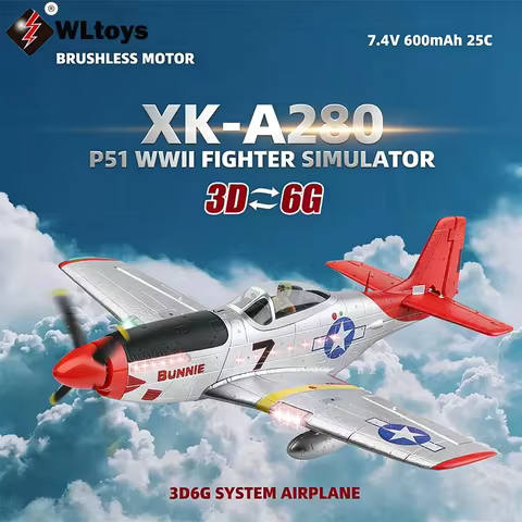 Wltoys 2.4G 4CH RC Airplane A280-P51D With Gyro And 1806 Brushless Motor Fixed Plane RTF Version For