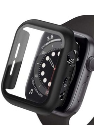 1入組鋼化玻璃帶蓋兼容 Apple Watch 配件 45mm 41mm 44mm 40mm 42mm 屏幕保護膜 Apple Watch 錶殼系列 3 4 5 6 SE 7 8 智能手錶配件