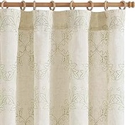 jinchan Embroidered Linen Curtains 84 Inches Long for Living Room Embroidery Curtains 2 Panels Farmhouse Country Curtains Rod Pocket Embroidered Semi Sheer Curtains Sage Green Window Curtain Set