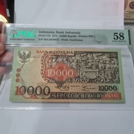 uang kuno 10.000 barong 1975 pmg 58 polos