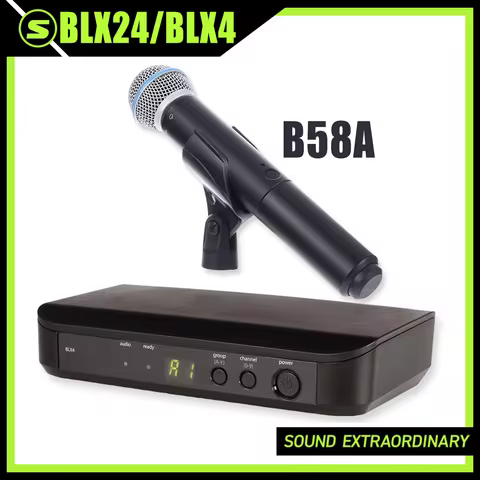 BLX24 B58A BLX4 Wireless Microphone System Top Quality UHF Handheld Dynamic Vocals Mic for Karaoke S