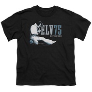Elvis Presley Elv 75 Logo Youth T Shirt The King Rock Tee Black