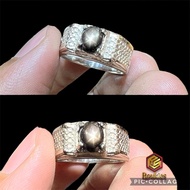 Natural Black Star Sapphire 6 Star Stone Ring