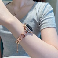 Luxury Watch Band for Smart Watch series 8 7 41 45mm 6 5 4 3 Women Lady Heart shaped Diamond Stainless Steel Bracelet for iWatch 8 7 44 40 42 38MM Strap t500 t800 t900 DJAE