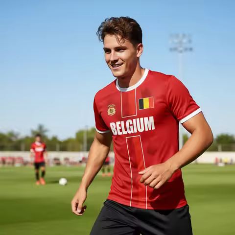 New Belgium Football Jersey Men's Sports T-shirts Belgian Flag Street Oversized Tops Unisex Casual M