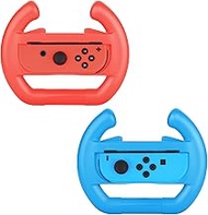 Myriann Nintendo Switch Joy-Con Racing Wheel, Set of 2 Joy-con Steering Wheel Handle for Nintendo Switch Mario Kart 8(Red and Blue)