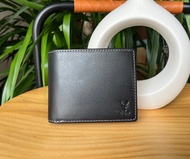 黑色植鞣牛皮短夾 真皮皮夾 男士錢包 男用銀包 免費刻字 客制化