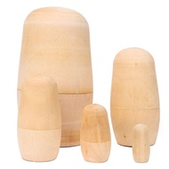Boneka Rusia Kayu 5 Susun Polos DIY Matryoshka Mainan Lukis Anak