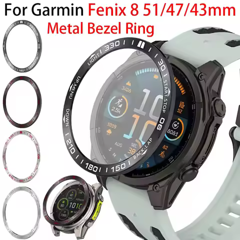 Metal Bezel Ring for Garmin Fenix 8 51/47/43mm Time/Speed Scale Frame Scratch-proof Protection Ring