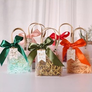 Clear Gift Bag with Ribbon Raffia Door Gift Bag Thank You Bag Wedding Bag Transparent Frosted Gift Bags Berkat Kahwin