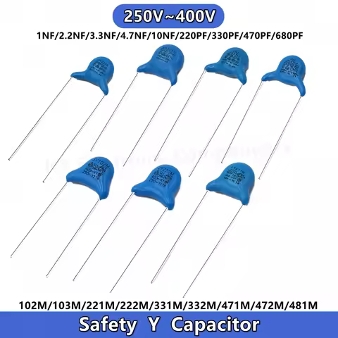 20PCS Safety Y Capacitor X1 Y1 250V AC 400V 220P 332 470PF 680PF 1NF 2.2NF 3.3 4.7NF 10NF 0.0047UF 4