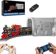 JMBricklayer Train Building Set, RC City Train Building Toy with Train Tracks and Tunnel, 51111 Stea
