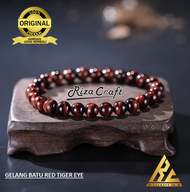 Gelang Batu Akik Tiger Eye Merah Mata Harimau Asli Alam Natural Untuk Pria Wanita Cowok Cewek Kualit