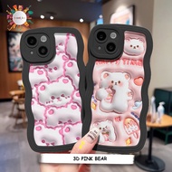 CUSTOM 3D PINK BEAR BLACK WAVE SOFTCASE FOR OPPO A59 A96 F1S F5 F7 F11 F17 F19 RENO 4 4F 5 5F 6 7Z 7
