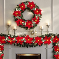 Christmas decoration door window wreath gift hanging props background Christmas tree accessories