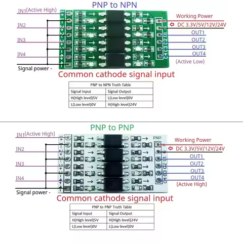 OP71A04 4ch 3.3V 5V 12V 24V Digital Logic Level Converter Module Optical Isolation GPIO Module