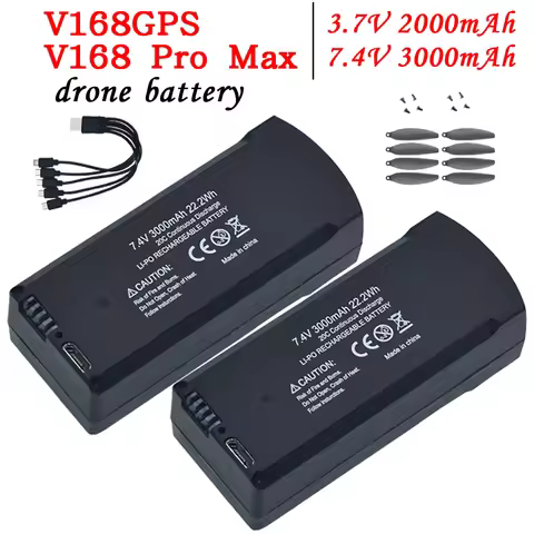 2Pcs V168 Pro Max original 7.4V 3000mAh Lipo Battery suitable for V168 V198 GPS 8K 3.7V 2000mAh dron