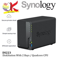SYNOLOGY DS223 2 BAYS NAS DISKSTATION WITH QUAD CORE CPU, 2GB MEMORY - 2-BAYS NAS HOME CLOUD STORAGE