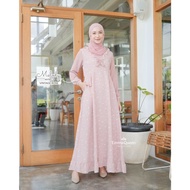EmmaQueen Dress Muslim Motif Bunga - Dress Melody - Vintage Rose V3, M