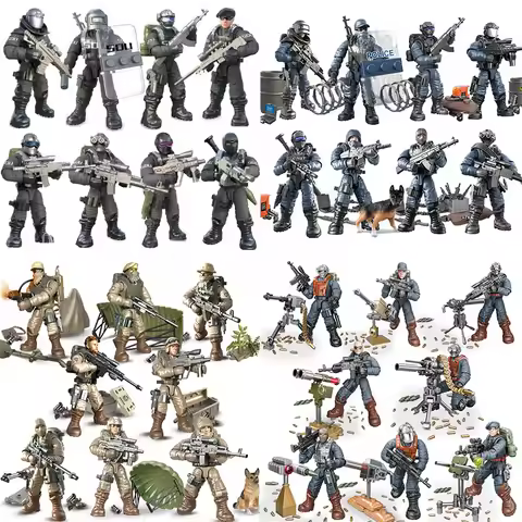 Special Force Field Force WW2 Infantry Military Soldiers Corp War Army Mini Gun Weapons Model Buildi
