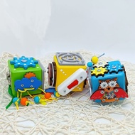 蒙特梭利教育玩具套組 – 3個感官忙碌方塊 – 精細動作訓練活動