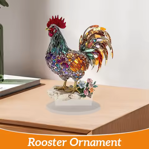 2D Creative Colorful Beautiful Rooster Ornament Beckoning Rooster Animal Home Decor Acrylic Home Off