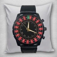 Elegant Men's Watch CASINO ROULETTE JACOB Black Leather Sticker Quartz Analog 02