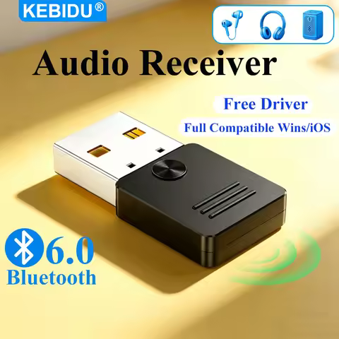 KEBIDUMEI Bluetooth 6.0 Audio Receiver Wireless USB Dongle Free Driver Bluetooth Music Adapter For B