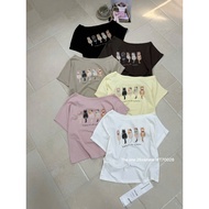 Women's Off-Shoulder T-shirt with 5 CATS Printed, QC Minxu Shop SK23