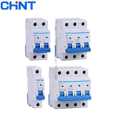 CHINT NB1-63 1P 2P 3P 4P AC 230/400V AC MCB Circuit Breaker DIN Rail Mounting Miniature Air Switch D