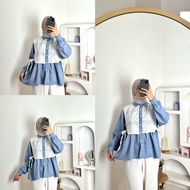Tq88indonesia Clothes DENA BLOUSE SHAKILAWanita Trendy Combination BLOUSE/ Casual/