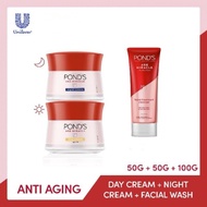 Pond's Age Miracle Paket Day 50gNight Cream 50g Facial Cleanser
