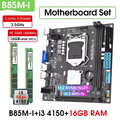 B85 Motherboard Kit with i3 4150 CPU and 16GB DDR3 RAM Combo Placa Mae Desktop Assembly LGA 1150 min