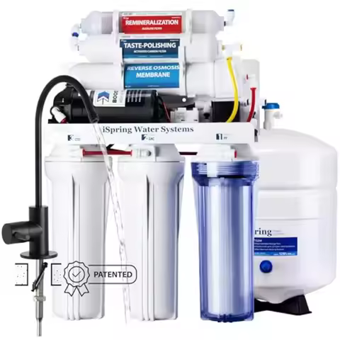 RCC7P-AK-BLK 6-Stage Alkaline Reverse Osmosis System with Booster Pump RO Water Filtration System Sl
