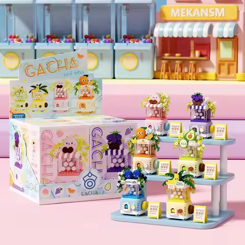 Fruit Street Scene Building Block Building DIY Good Luck Gashapon Machine Desktop Ornament Children'