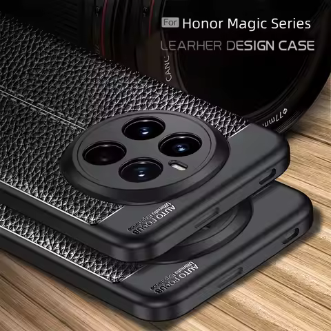 For Honor Magic 7 Pro 5G Case Cover Lens Protective Shockproof Soft TPU Leather Fundas Huawei Honor 
