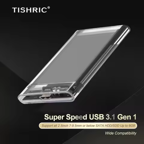TISHRIC External SATA HDD Case USB 3 Hard Disk Box 2.5 Case for Hard Drive HDD / SDD Up to 6GB Hard 