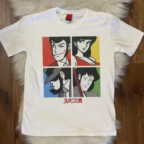 Lupin The 3rd Character Block T Shirt White Size Large Anime Manga