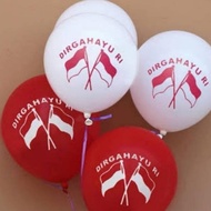 MERAH Ht-12 Hj-54 50 Pcs Latex Balloons Happy Birthday Round Balloon/s for Indonesian Independence D
