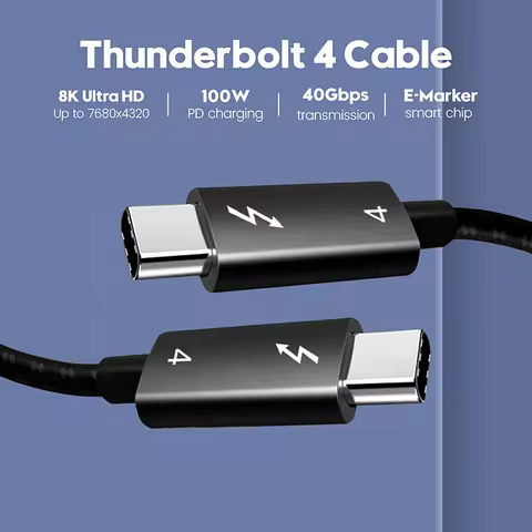Thunderbolt 4 Type C Cable 8K60Hz 40Gbps Data PD 100W Compatible Thunderbolt 3 USB 4.0 USB3.1/3.0 Ca