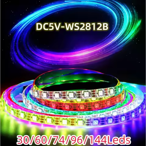 1m/3m/4m/5m DC5V WS2812B Led Strip 30/60/74/96/144 Leds Smart 5050 RGB Pixel Strip Black/White PCB I
